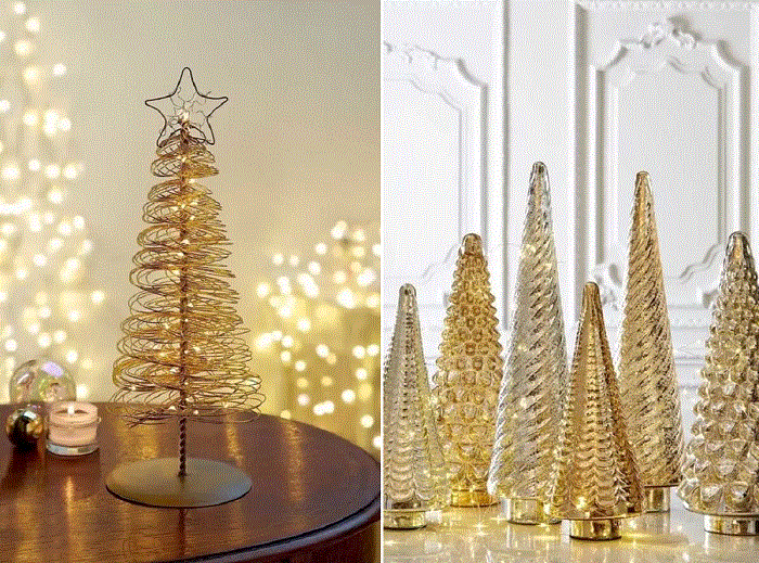 Branco e dourado: decoração de Natal moderna e minimalista